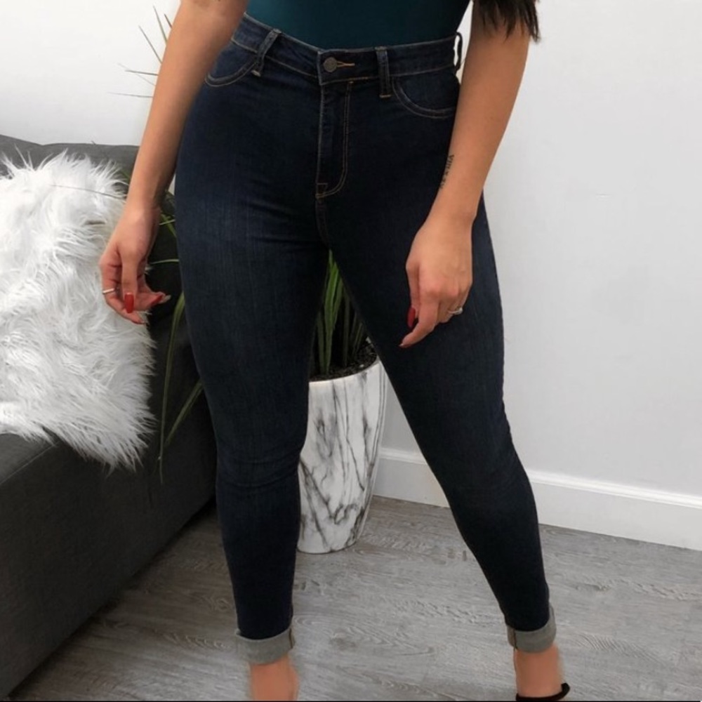 High Waisted Skinny Jeans (Dark)